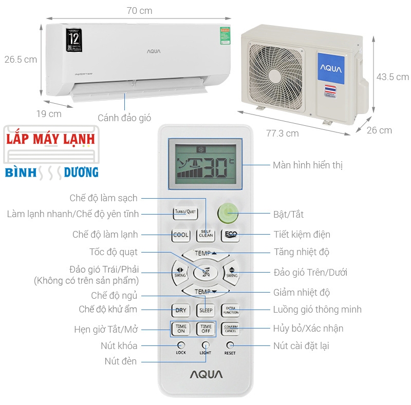 Máy lạnh AQUA Inverter 1 HP AQA-RV10QA2